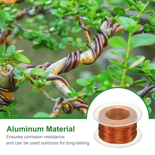 HARFINGTON Bonsai Wire Anodized Aluminum Training Wire Roll 0.8mm Gauge 98ft Length Bendable Bonsai Tree Wire for Garden, Horticulture, Landscape, Planting, Reddish Orange