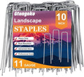 Gtongoko 50 Pack 10 Inch Galvanized Landscape Staples Garden Plant Cover Stakes 11 Gauge SOD Staples Ground Fence Stakes for Landscaping Securing Weed Barrier Fabric, Christmas Decorations