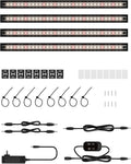 Smart Grow Light for Indoor Plants,3500K Full Spectrum LED Plant Light Strips with 3/9/12H Auto Timer,Stepless Dimming,Modular Design，Plug and Play (Black, 4 Pack)