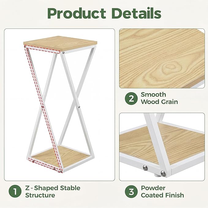 Bamworld Tall Plant Stand Indoor Corner Plant Shelf Tiered Plant Stand Wood Plant Table Heavy Duty Flower Pot Stands Metal Plant Holder for Living Room Bedroom Hallway(White)