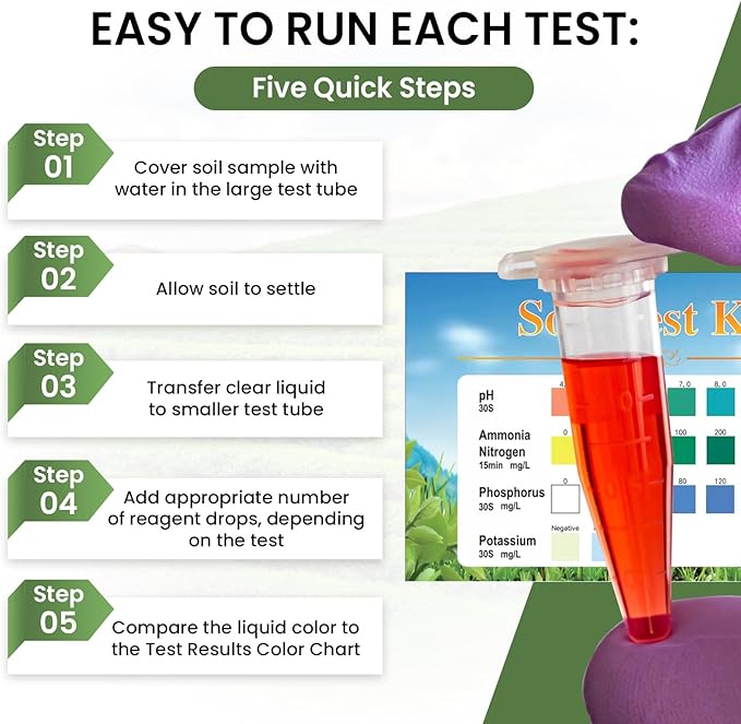 Complete Soil Test Kit – Measures pH, Nitrogen, Phosphorus & Potassium | 100+ Tests for Garden, Lawn & Flower Beds | Easy At-Home Soil Analysis Kit | Leaping Lynx