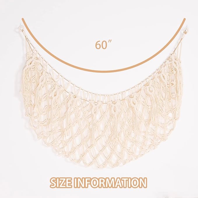 YKBU Stuffed Animal Net or Hammock Wall Hanging Net for Stuffed Animal Storage Macrame Toy Display Plush Toy Holder Soft Toy Organizer for Nursery Baby Bedroom Playroom-Cream