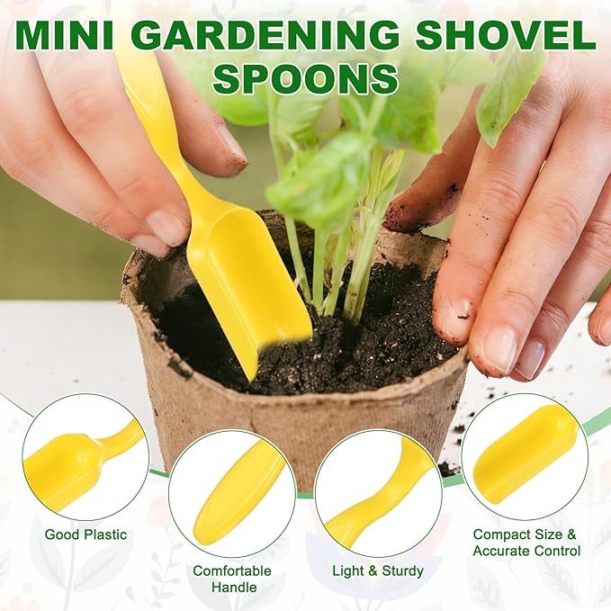 M METERXITY 10-Pack Mini Gardening Shovel Spoons, Plastic Garden Soil Scoops for Cultivation Digging Transplanting/Flower Planting/Plant Succulent, Colorful Small Gardening Tools [Yellow]