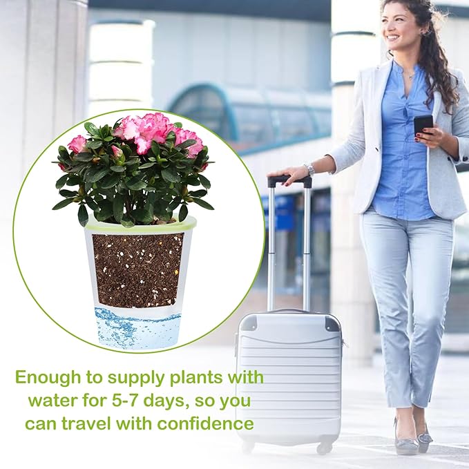 Oliz Self Watering Planter 8 Pcs,4.3 Inch Flower Plant Pot with Inner Pot, Indoor Self Watering Planter Pot for Herbs, Flowers (Green)