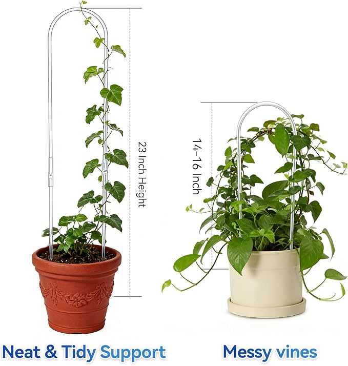 4 Pack U-Shaped Clear Acrylic Plant Supports - 23 inches Indoor/Outdoor Climbing Vine Trellis for Potted Plants, Ideal for Ivy & Tropical Houseplants,Plant Support Hoya Trellis (Modern Garden, 4)