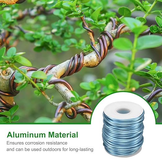 HARFINGTON Bonsai Wire Anodized Aluminum Training Wire Roll 2.5mm/10 Gauge 66ft Length Bendable Bonsai Tree Kit for Garden, Horticulture, Landscape, Planting, Gray Blue