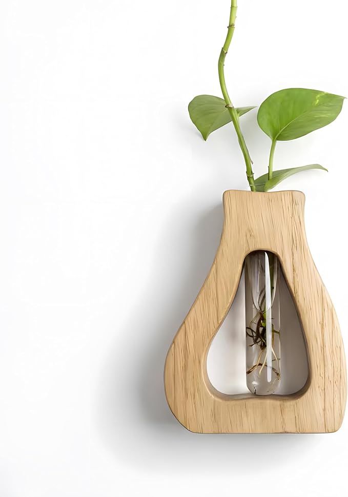 Plant Propagation Station Hanging Stand with Vases for Plants, Wall Hanging Wood Stand, Indoor Plant Pot Air Holder, Window Boxes for Decor, Flowers Holder with Test Tubes