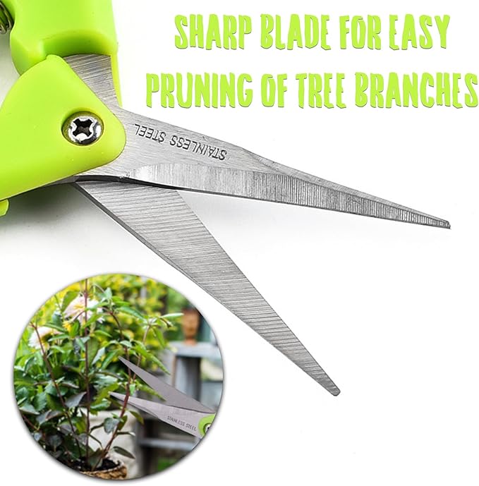 Green Micro Tip Garden Shears for Precise Trimming - Lightweight, Stainless Steel Hand Pruners, Flower Trimmers, and Bonsai Snippers
