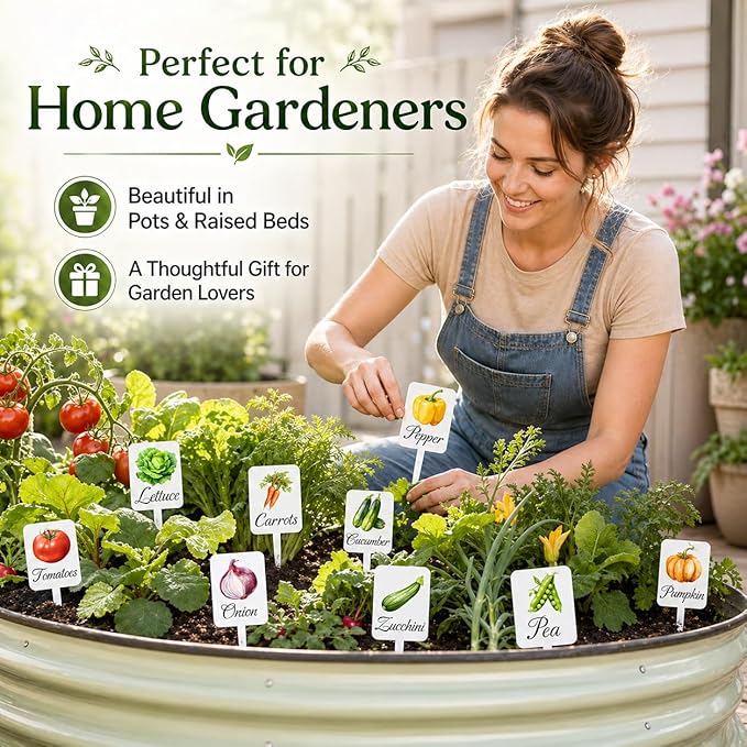 20Pcs Garden Signs for Vegetables 20 Styles Garden Markers for Vegetables Outdoor Garden Labels Markers Waterproof Reusable Plant Stakes Tags with Names for Vegetable Indoor Outdoor Decoration