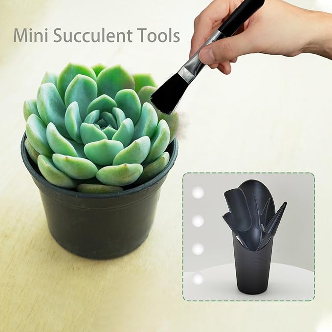 Mini Succulent Tools, 5Pc Succulent Planting Tools Kit for Indoor Planting, Succulent Gardening Tools for Digging, 2 Colors Shovel Scoop Bucket Spoon Brush Outdoor Plant Care (Pink)