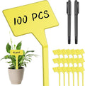 Yinkin 100 Pcs Large Plant Label Signs 11.8 Inch Plant Markers Plastic Garden Label Stakes Waterproof T Type Tags Nursery Garden Signs with Marker Pen for Flower Herb Pot(Yellow)