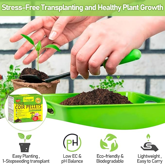 Legigo 200 Pcs 30mm Coco Coir Pellets Seed Starter Soil Mix- Organic Coconut Coir Potting Soil Pods for Seedling, Coco Peat Soil Discs for Indoor & Outdoor Plants Bonsai Herbs Vegetables and Flowers