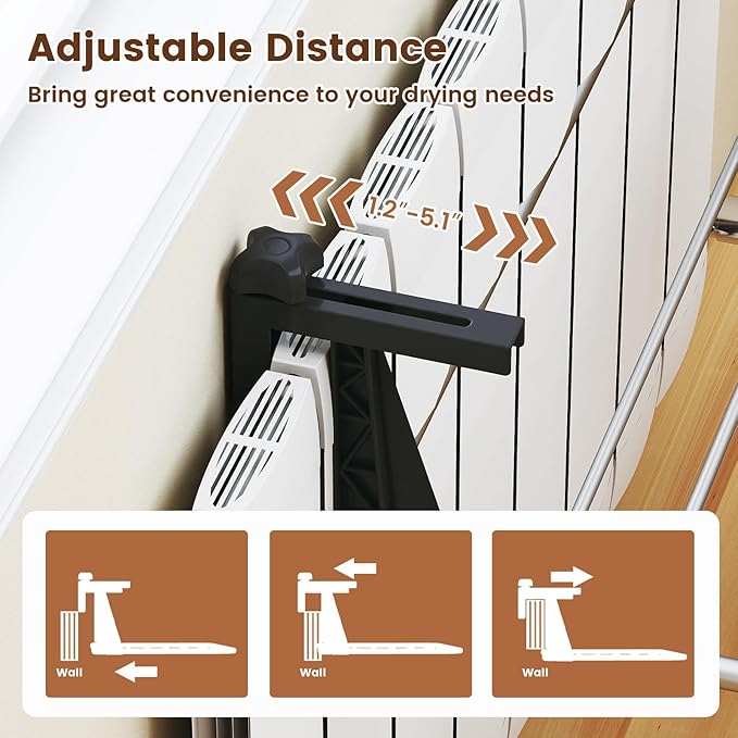 Tangkula Portable Clothes Drying Rack, Extendable Radiator Clothes Airer with Robust Aluminum Frame for Balcony Railings Windowsill, Folding Towel Rack for Indoor & Outdoor Use (Small)