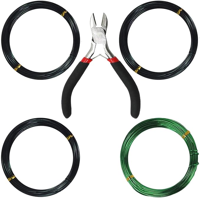 Kebinfen® Bonsai Training Wire Bonsai Wire kit for Bonsai Tree, with Bonsai Wire Cutter - Bonsai Wires Size 1.0 mm/ 1.5 mm/ 2.0 mm (128 Feet Total), Anti-Corrosion and Rust Resistant