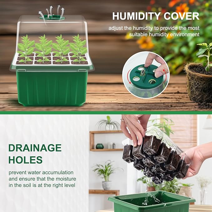 GOONMILL Self-Watering Seed Starter Tray with Timed Grow Light, 6 Packs Plant Starter Tray Seedling Starter Kit with Humidity Domes Base Indoor Mini Greenhouse for Gardening Seeds Growing Starting