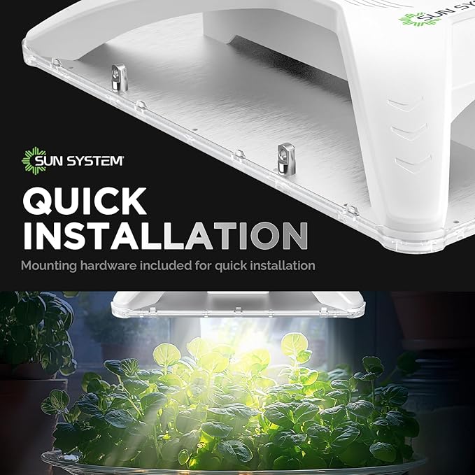 Sun System P1000 HelioGrow LED Grow Light for Indoor Plants - 100 Watt, High Efficiency Full Spectrum Dimmable Diodes, Daisy Chain up to 512 Units, 2 Year Warranty, Mounting Hardware Included