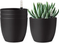 T4U 6 Inch Plastic Self Watering Planter with Water Level Indicator Black Set of 4, Modern Decorative Planter Pot for All House Plants, Flowers, Herbs, African Violets, Succulents