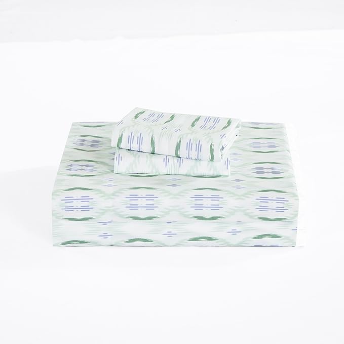 Chezmoi Collection Gregory 7-Piece Serene Lodge Bed in a Bag Queen Comforter Set - Green Blue Cactus Succulent Plant Printed Microfiber Bedding Set