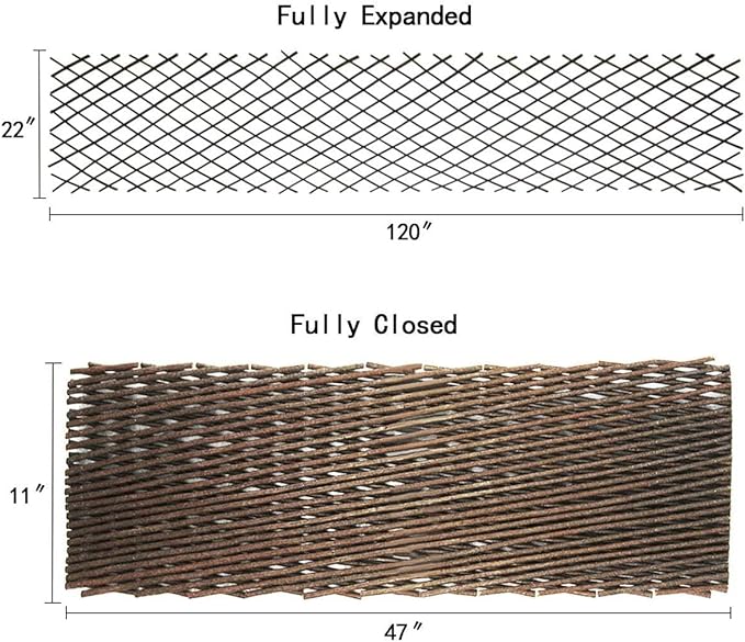 Sumery Nature Willow Trellis Expandable Plant Support Plant Climbing Lattices Trellis Willow Expandable Trellis Fence for Climbing Plants Support 36x92 Inch,Double Panel (1, Willow Wicker Fence)