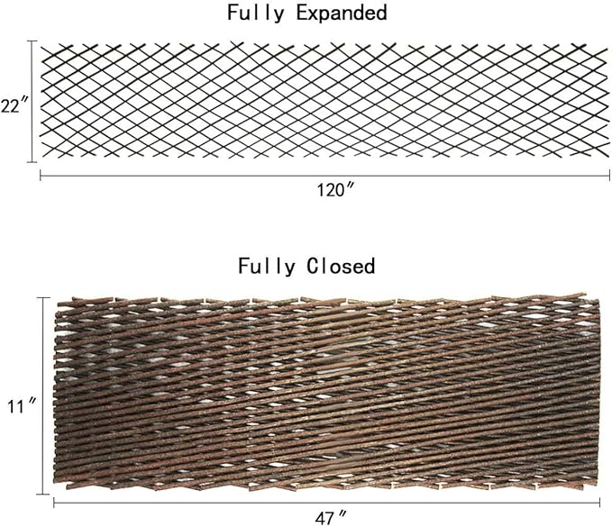 Sumery Nature Willow Trellis Expandable Plant Support Plant Climbing Lattices Trellis Willow Expandable Trellis Fence for Climbing Plants Support 36x92 Inch,Double Panel (2, Willow Wicker Fence)