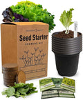 Beginner Indoor Garden Lettuce Kit - Includes Romaine, Buttercrunch Lettuces, Spinach, Arugula, and Kale Heirloom Seeds, Pots, Soils and Plant Markers - Complete Indoor Vegetable Garden Starter Kit