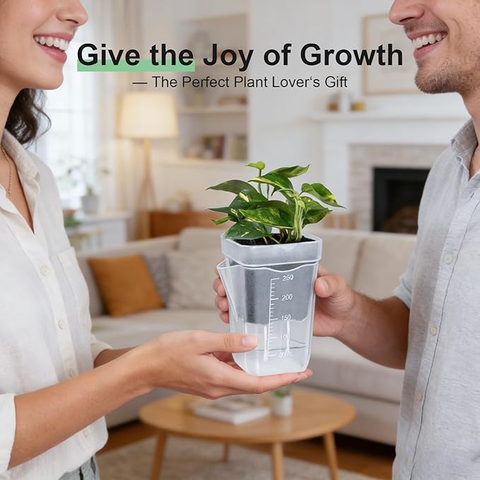 10 Pack 2.5" Mini Self Watering Pots for Indoor Plants, Small Clear Plastic Planters with Drainage & Water Level, Semi Hydroponic Pots for African Violet, Propagation and Succulents