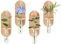 Glasseam Propagtion Stations for Wall Decor: 4pcs Boho Hanging Glass Propagation Vases for Plants and Flowers - Indoor Wood Wall Planter with Test Tube for Living Room Entryway Office Home Decor