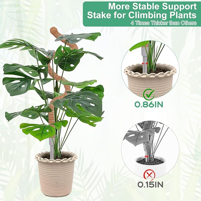3 Pack Moss Pole, 30 Inch Monstera Plant Support， Moss Poles for Climbing Plants Indoor DIY, Coco Coir Plant Pole Moss Plant Stick Support Stake Kit for Potted Plants, Pothos, Philodendron