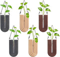 6Pcs Wall Mounted Plant Propagation Stations, Wood Wall Hanging Planters with Test Tube Socket, Modern Geometric Hydroponic Vase for Indoor Plants, Boho Decor for Room Office Entryway