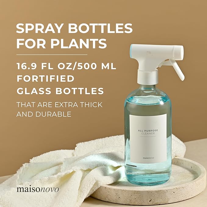 MAISONOVO Spray Bottle for Plants - 16.9 fl oz Blue x 2 with 16 Labels