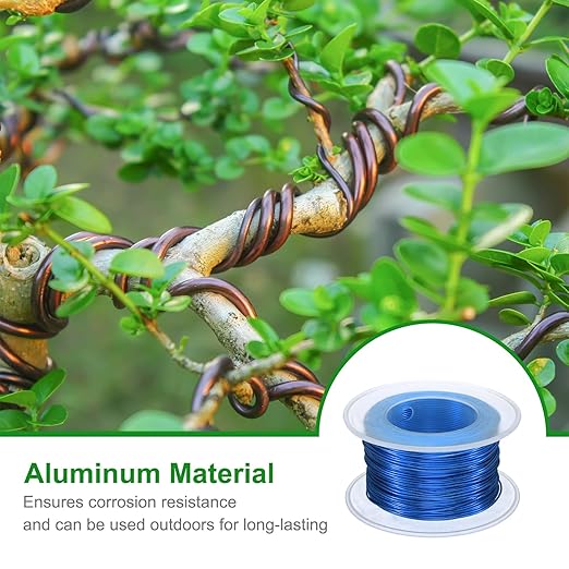 HARFINGTON Bonsai Wire Anodized Aluminum Training Wire Roll 0.8mm Gauge 98ft Length Bendable Bonsai Tree Wire for Garden, Horticulture, Landscape, Planting, Blue