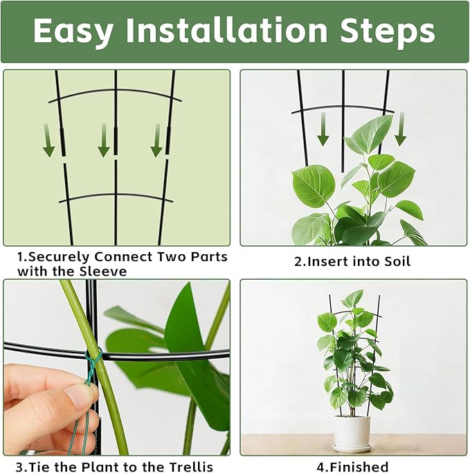Garden Metal Trellis 24'' Thickened Plant Trellis for Climbing Plants Outdoor/Indoor，2 Pack Monstera Trellis for Potted Plants Flower Hoya Pothos Vine Ivy，Wave Shape