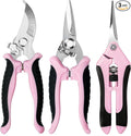 EWPJDK 3 Pack Garden Pruning Shears, Stainless Steel Shears, Gardening Shears, Scissors, Garden Clippers, Pruning Snips, Pruning Shears for Gardening Tools (Pink)