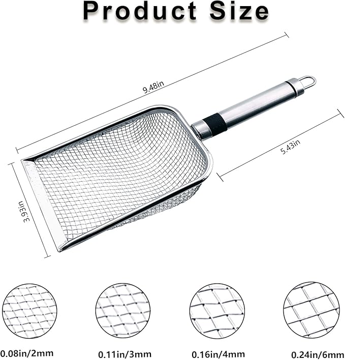 4pcs Gardening Soil Sifter with Stainless Steel Handle Sand Soil Compost Sifter Mesh Screen for Sand,Dirt, Rock,Compost,Filtration (4)