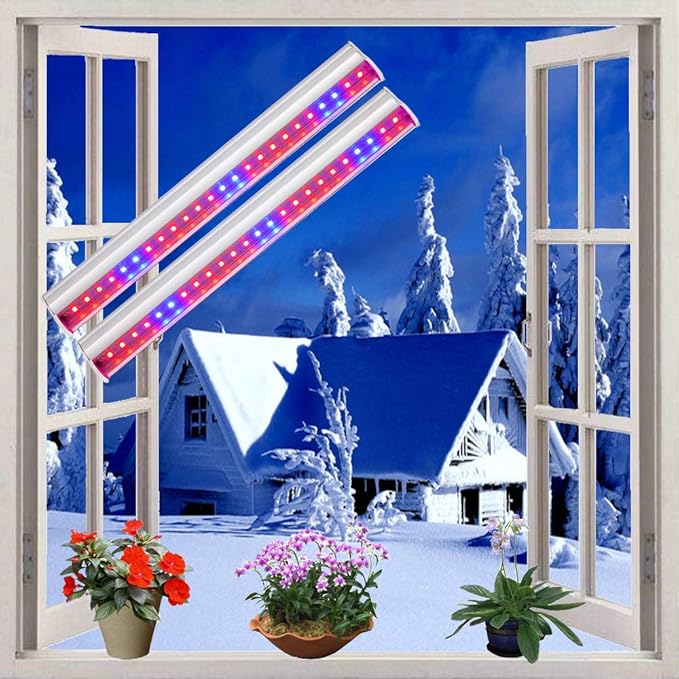 Plant Grow Light, 2pcs T5 LED Growing Light Red Blue Spectrum for Indoor Plants, 11.5inch /Strip, US Plug with On/Off Switch, Low Energy Usage, Easy Installation, Linkable