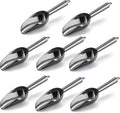 Mini Ice Scoop Set of 8, E-far 3 Ounce Platinum Black Stainless Steel Scoops for Candy/Flour/Sugar, Small Metal Scoops for Party/Canisters Jars/Kitchen Bar/Ice Maker, Rust Proof & Dishwasher Safe