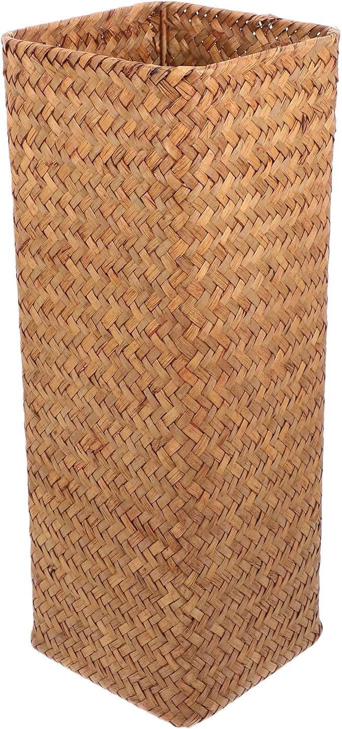 Rustic Large Woven Flower Basket Vase 14x14x38cm Seagrass Dried Flower Holder Boho Home Decor Planter for Indoor Floral Arrangement