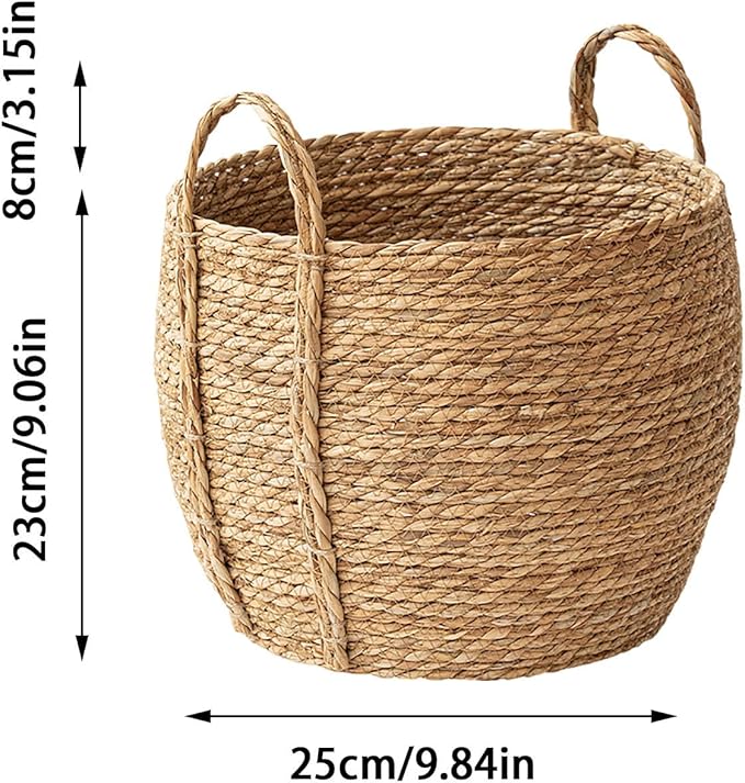 Wicker Planter Basket, Basket Planters for Indoor Plants, Rattan Grass Woven Flower Baskets, Planter Pot for Living Room,Floor Standing Storage,Balcony Garden Decoration (9.84 * 12.21in)