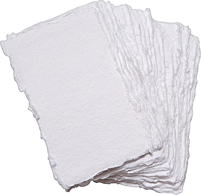 Wanderings Handmade Deckle Edge Tent Cards – Folded to 2"x3.5" – 150 GSM - 25-Pack – Textured Cotton Paper – Ideal for Blank Names, Table Settings, Gift Tags, Love Notes