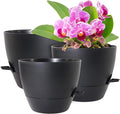 WSMKSZ 12/10/9 inch Large Self Watering Pots, Planter, Plant Pots with Mesh Drainage Holes for Indoor Outdoor Garden Plants, Plastic Flower Pots with Removable Deep Reservoir, Black