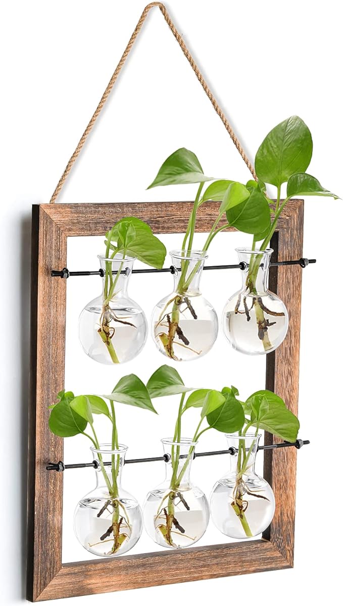 Elsjoy Wall Hanging Propagation Station, Hanging Glass Terrarium Wall Planter Vase for Hydroponics Plants, Home Decor
