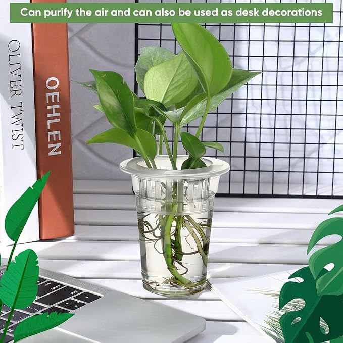 Baderke 100 Pcs Plastic Plant Propagation Station Desktop Terrariums Plant Tabletop Vase with Hydroponic Baskets for Indoor Home Office Desktop Decor (3.94'')