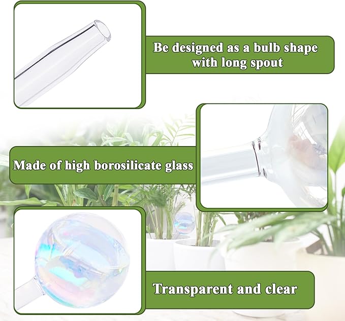 Pynqdfu 8 Pcs Plant Watering Globes,Glass Rainbow Gradient Plant Watering Globes,Self Watering Planter Insert,Automatic Plant Watering Devices for Indoor Outdoor,Flowerpot,Hanging Plants,Home Garden
