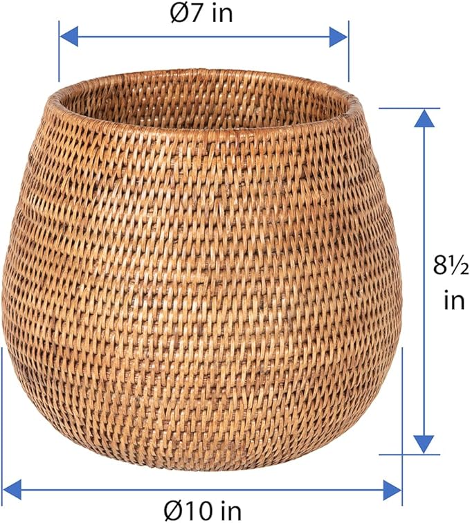 KOUBOO La Jolla Coco Rattan Bowl, Honey-Brown, Large Planter