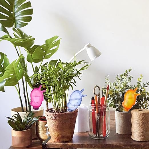 8 Pack Self Watering Spikes for Plants 60ml Transparent Bird Shape Automatic Watering Globes Automatic Plant Watering Globes for Indoor Outdoor Hanging Garden Plants Potted Drip Irrigation Devices