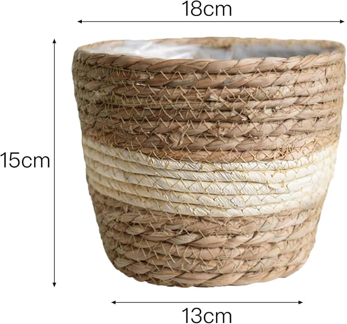 Seagrass Planter Basket Rattan Flower Basket Indoor Outdoor Flower Pots Cover Plant Pots Containers Straw Basket Rattan Vases Pots Home Decoration Flower Handmade Basket (#4)