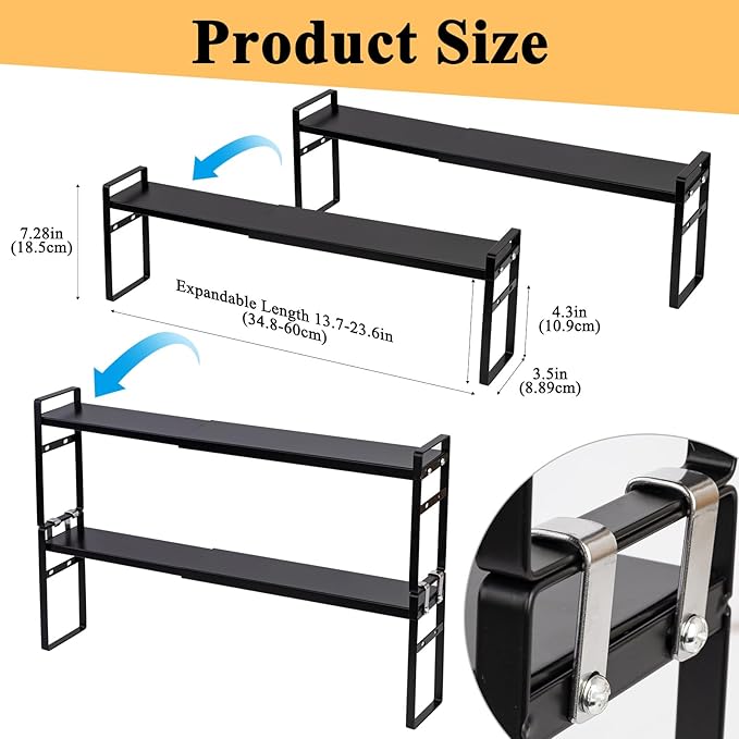 2pcs Expandable Window Sill Plant Shelf, Narrow Expandable Window Shelf for Plants Kitchen Sink Organizer Stackable Shelves for Kitchen Counter, Windowsill Plants, Bathroom Vanity