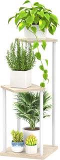 Oppro 3 Tier Plant Stand Indoor Outdoor, Metal Wood Tiered Corner Plant Stands Pot Holder, Wood Flower Shelf Orchid Display Rack for Living Room Bedroom Balcony Garden Patio, Modern White