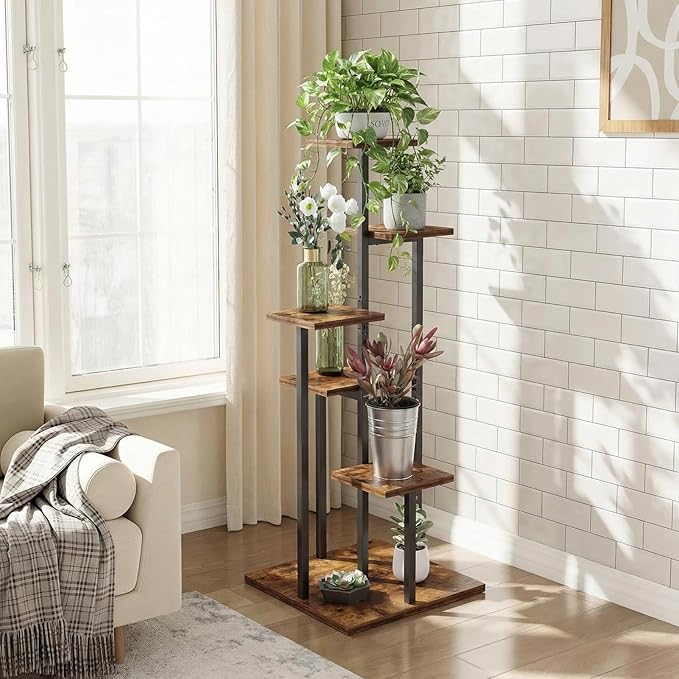 5 Tier Plant Stand Indoor, Tiered Plant Stands for Indoor Plants Multiple, Corner Flower Stand for Living Room, Multi-Layer Vintage Design Plant Shelf