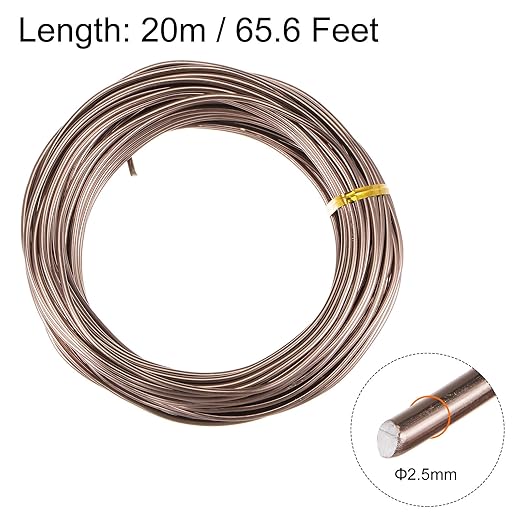 HARFINGTON Bonsai Training Wire 2.5mm Total 20mm 66 Feet Anodized Aluminum Wire Corrosion Resistant Garden Wire for Plants Bonsai Trees Shaping Bending Indoor, Brown